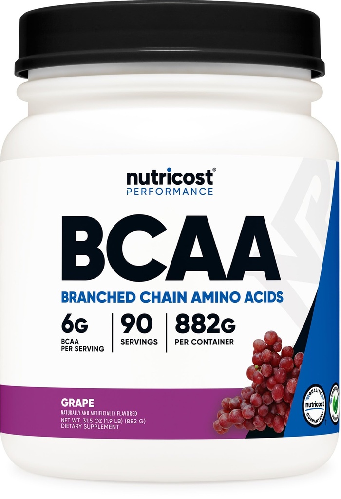 Nutricost BCAA 분말 (Grape, 90 서빙) - 최적의 2 : 1 비율, 채식주의, 비 GMO