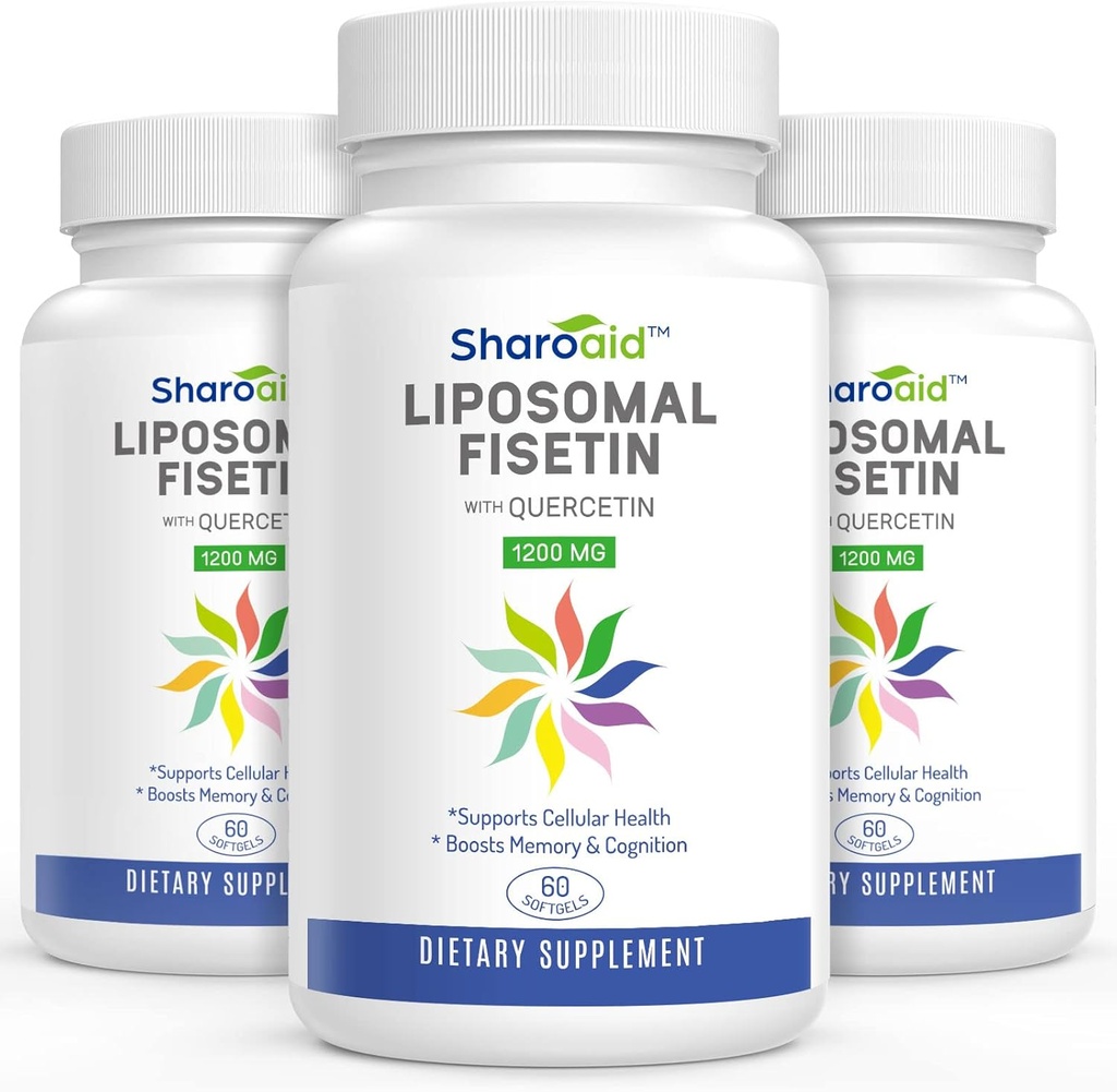 Quercetin를 가진 Liposomal Fisetin는 서빙 당 1200 mg, 여자를 위한 높은 흡수 Polyphenols 산화 방지제, 남성, 비 GMO, 글루텐 자유로운, 3 Bottle-180 Softgels를 보충합니다