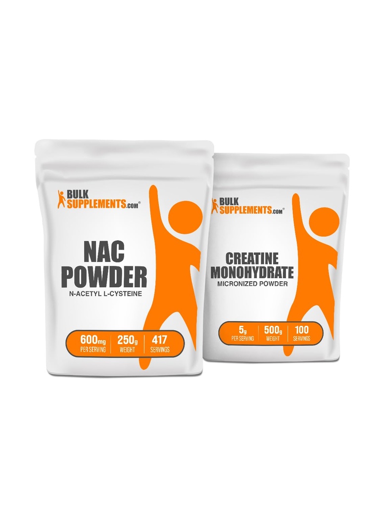 BulkSupplements NAC (N-Acetyl L-Cysteine) 250g + 크레아틴 500g 뭉치