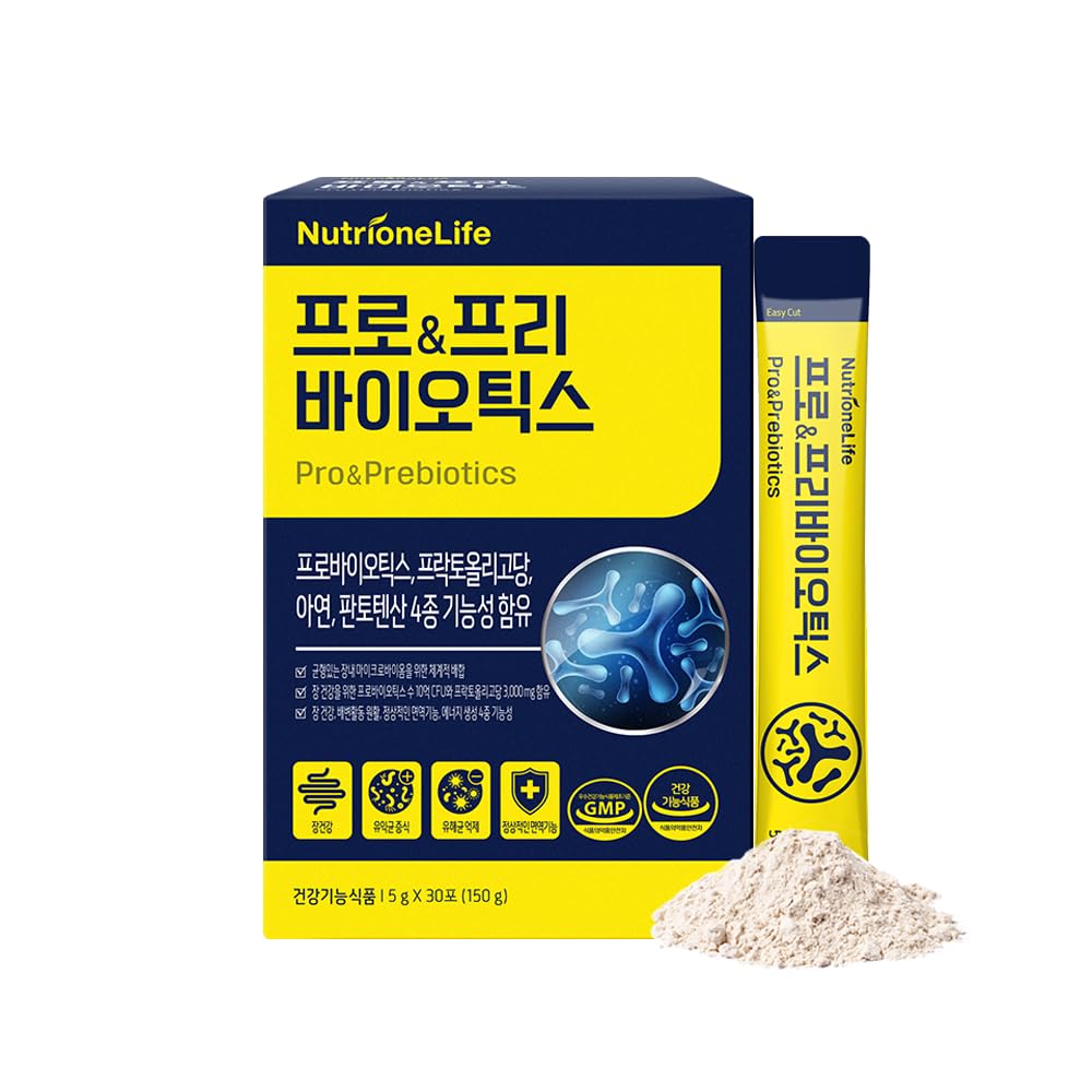 Pre&Pro Biotics, 1Billion CFU, 분말 유형 한국 프로바이오틱스, 멀티스트레인 프로바이오틱스 혼합, 다이제스트 웰니스 지원, 아연 및 Pantothenic 산 포함