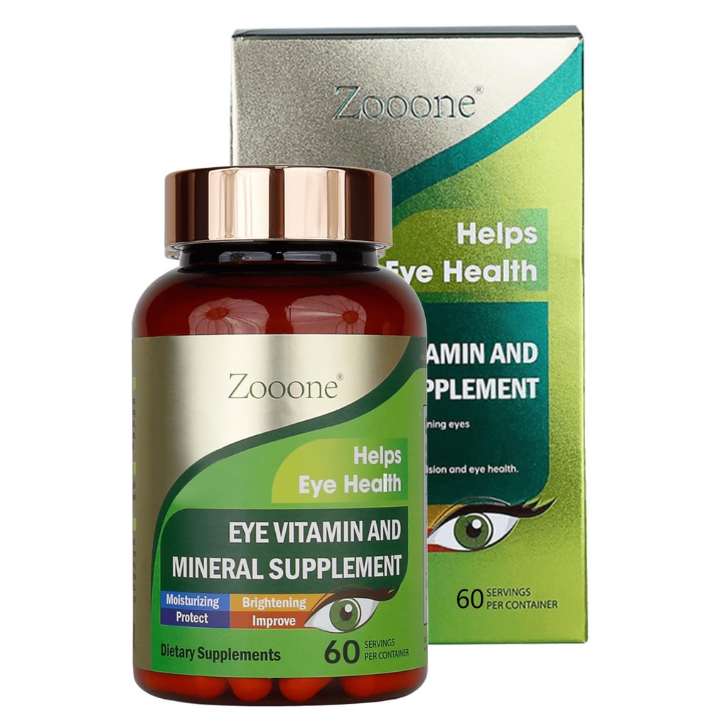 zooone- 60pcs Lutein 눈 비타민은 Macular 건강 & 건조한 눈 지원, Lutein, 아연, 비타민 C/E & Zeaxanthin를 위한 영양 보충교재를 보충합니다
