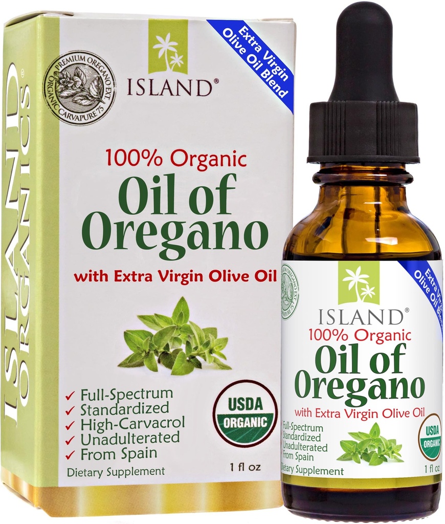 Oregano Organic Liquid Drops (1 fl oz)의 오일 - 유기 Oregano Oil & Olive Oil의 혼합, 스페인에서 성장