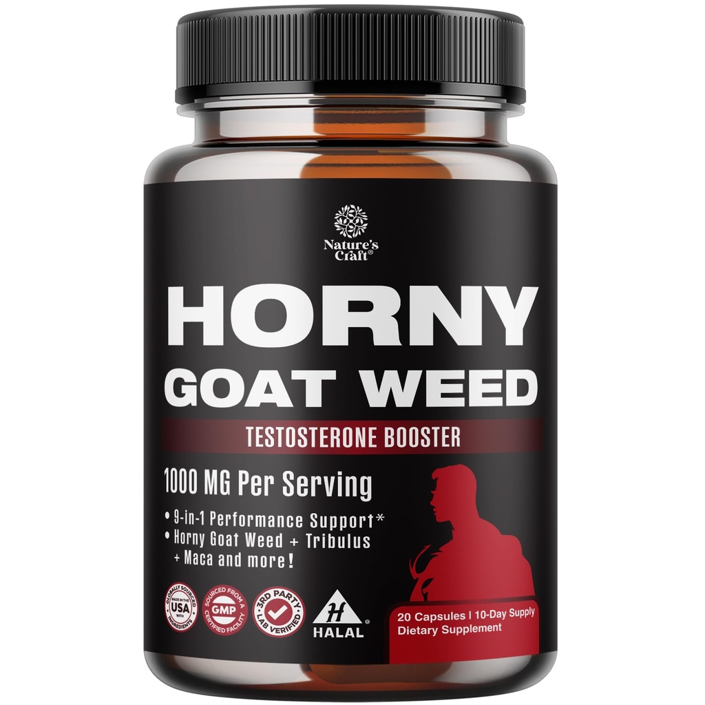 Horny Goat는 남성 증진을 위해 잡았습니다 - Tongkat Ali를 가진 서빙 Complex 당 남자 1000mg를 위해 여분 힘 Horny Goat는 Palmetto 추출물 Panax Ginseng 및 stamina & 에너지를 위한 까만 Maca 뿌리를 보았습니다
