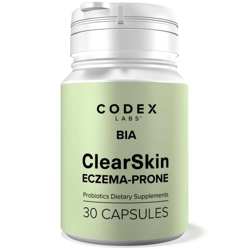 Codex Labs BIA Eczema Probiotic – 30 캡슐 | Eczema-Prone 스킨을 위한 Synbiotic for Eczema-Prone 스킨과 임상 프로바이오틱스 블루베리 | Gut-Skin Barrier & Immune Support | 30일 공급