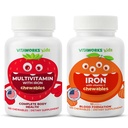 아이 Multivitamin Chewables + 철 10mg + 비타민 C Chewables 뭉치