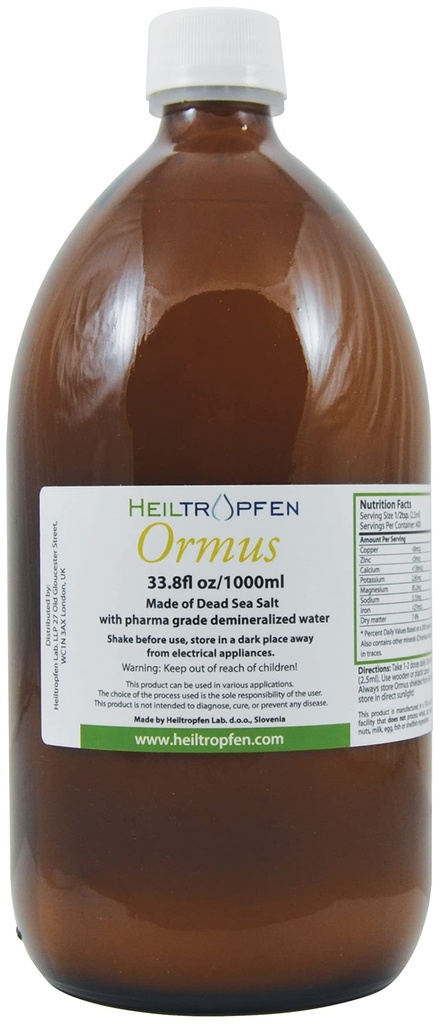Ormus 33.8 Fl Oz - 1000 ml | 농축 오메 | 원자 미네랄 | Heiltrop®