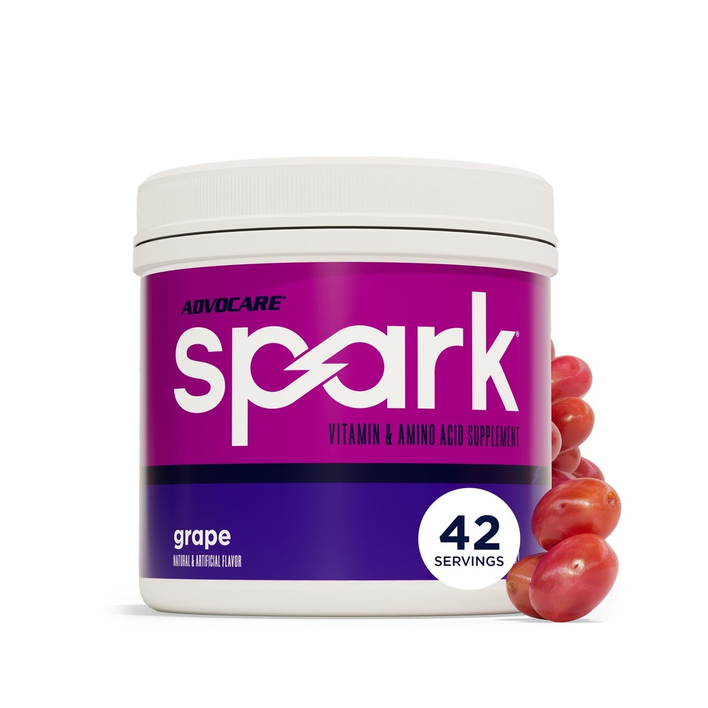 AdvoCare Spark - 에너지 음료 혼합 - 비타민 및 아미노산 보충 - 에너지 및 초점 지원 - 휴대용 면역 지원 - 설탕 무료 - 포도 (10.5