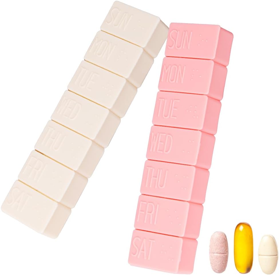 sanderala 2Pack Weekly Pill 주최자,Extra 대형 7 일 알약 케이스 여행 물고기 오일, 칼슘 정제 보충제 및 기타 비타민 알약을위한 매일 알약 상자