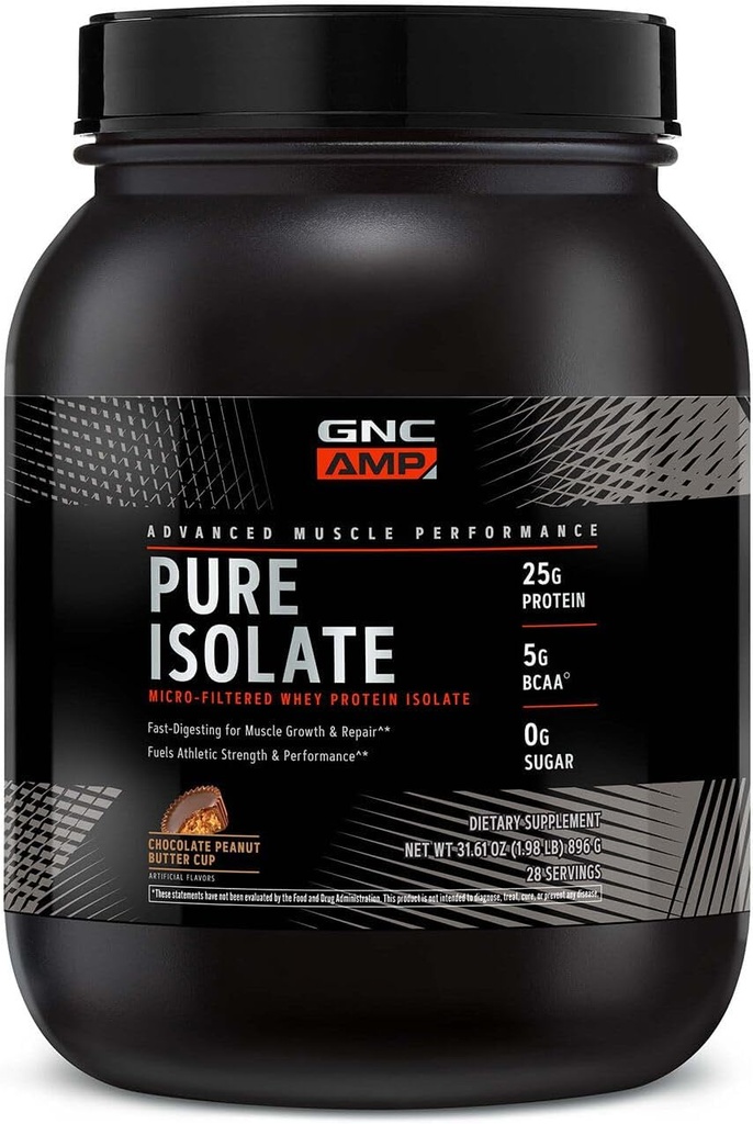 GNC AMP Pure Isolate Whey Protein - 초콜릿 땅콩 버터 컵 (28 인분)