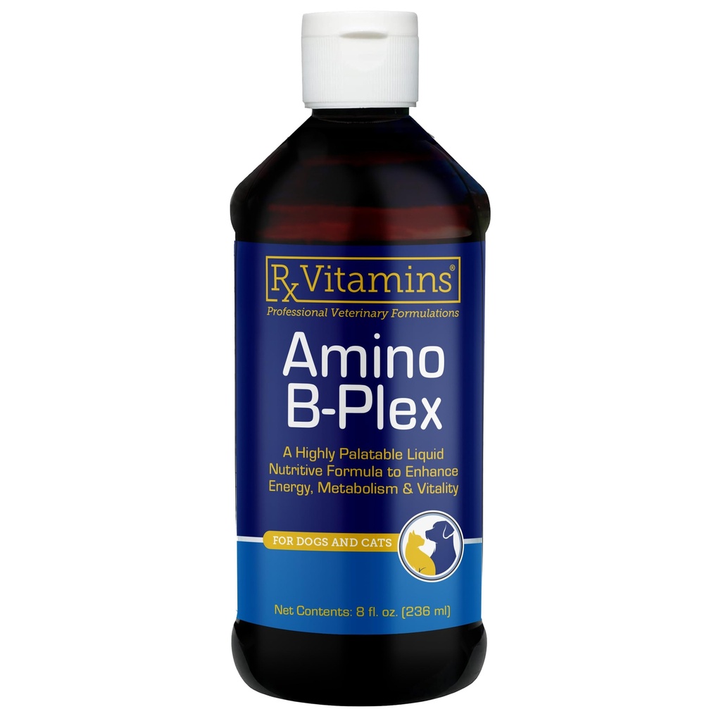 Rx Vitamins Amino B-Plex Cat & Dog Supplement - 비타민 B Complex Liquid Plus Amino Acids for Dogs & Cats - 식욕 부스터 및 Cat & Dog Weight Gainer - 보충제 및 비타민 - 8 oz