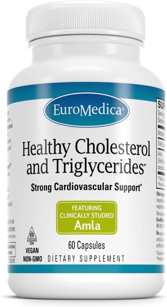 Euromedica 건강한 콜레스테롤과 Triglycerides - 60 캡슐 - 임상적으로 Studied Amla - 건강한 HDL & Triglyceride 수준을 지원합니다 - 비 GMO, Vegan, Kosher - 30 서빙