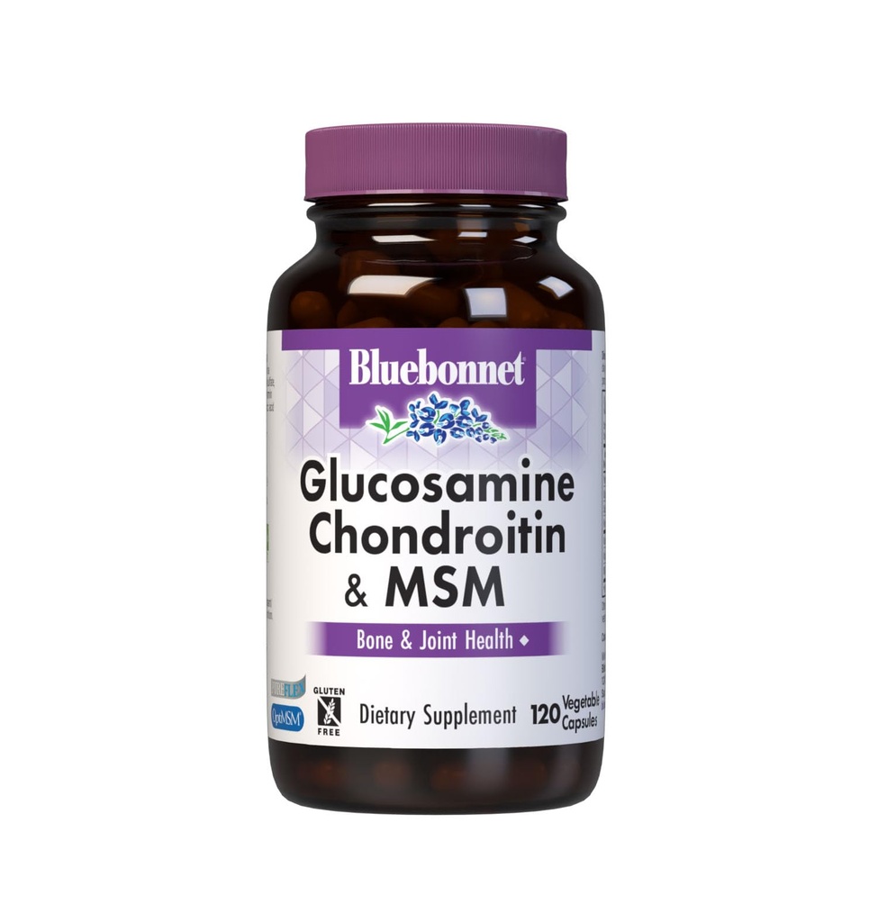 Bluebonnet 영양 글루코사민 Chondroitin & MSM, 글루코사민, 뼈 & 합동 건강*, 비 GMO, 글루텐 자유로운, 콩 자유로운, 유제품 자유로운, 120 식물성 캡슐, 40의 서빙