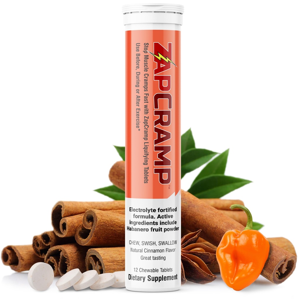 Habanero Fruit Powder Liquifying Chewable Tablets with Electrolytes for Body and Leg Cramps Relief - 12 Tablets