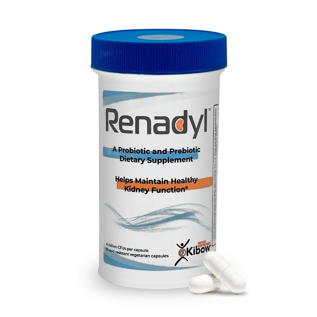 Renadyl Kidney Probiotic Supplement | Urea, Creatinine, & Uric Acid Support | 45 억 CFUs | 임상 시험, 비 GMO, & 미국에서 만든 60 캡슐 (1 병, 1 개월 공급)