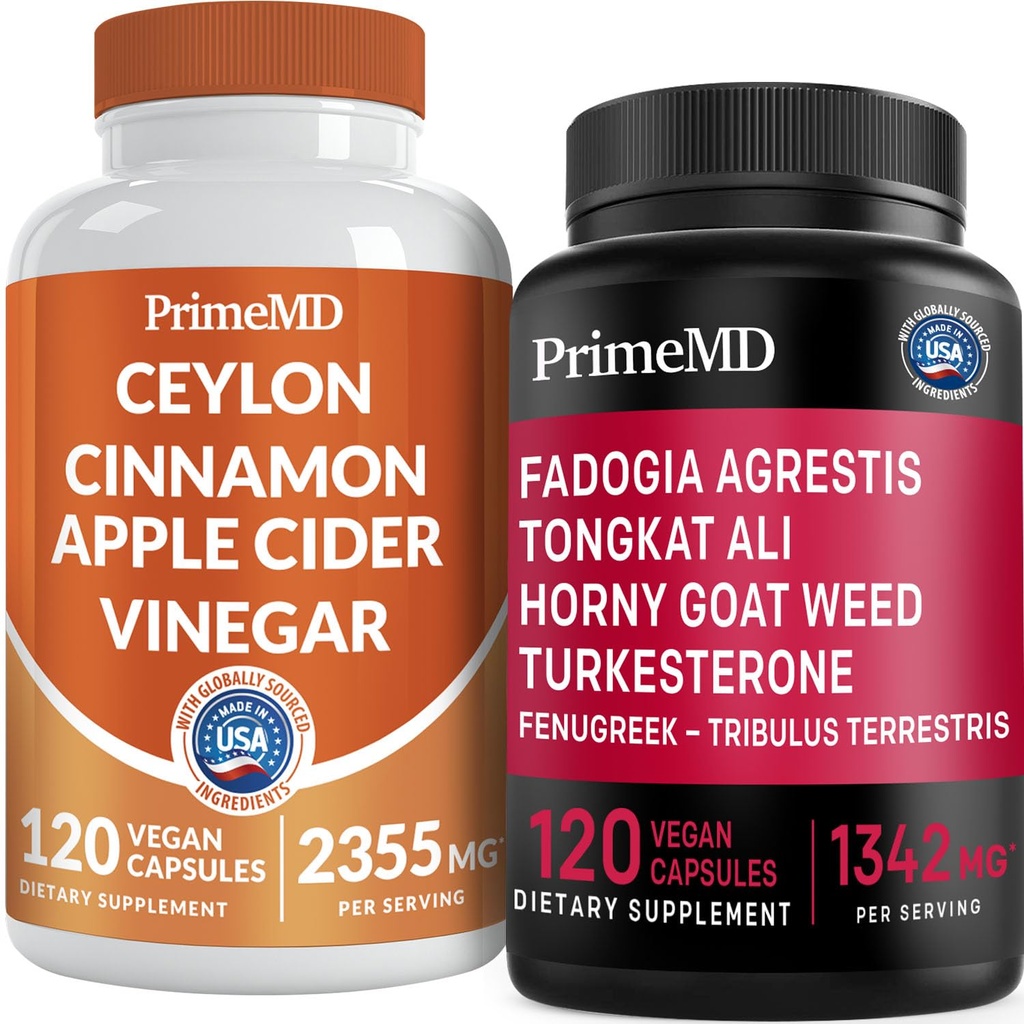 Ceylon Cinnamon (1pk) 및 Fadogia Tongkat Ali (1pk) 보충 번들 - 심장, 에너지, 근육, 테스토스테론, 및 면역 지원을위한 강력한 비타민 - 비 GMO, Vegan, 글루텐 프리