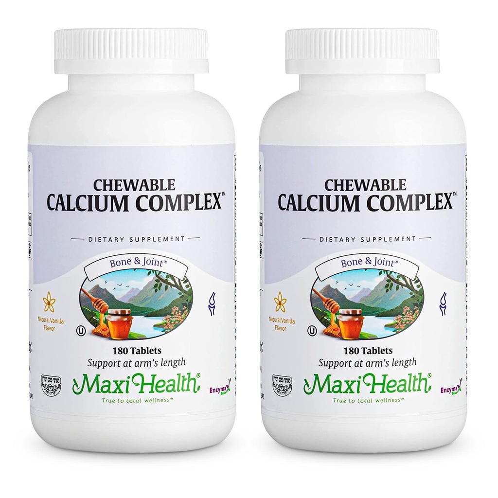 Maxi Health Chewable 칼슘 Complex – 바닐라 맛 비타민 D3 및 마그네슘 체질 지원 Bones를 돕기 위해 – 여자와 남자를 위한 고저 마그네슘과 칼슘 보충교재 (180의 조사, 2)