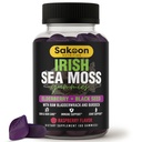 아일랜드어 Sea Moss Gummies with Elderberry & Black Seed Oil - 전반적인 웰빙 지원 | 비타민, 라즈베리 맛 풍부한 | 60 Gummies