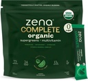 Zena는 유기 최고 녹색 분말 & Multivitamin, 90+ Supergreens, 과일, 채소, 0 설탕, 5G 섬유, 전 & Probiotics의 수박 감귤류 풍미, 30의 소포를 완료합니다