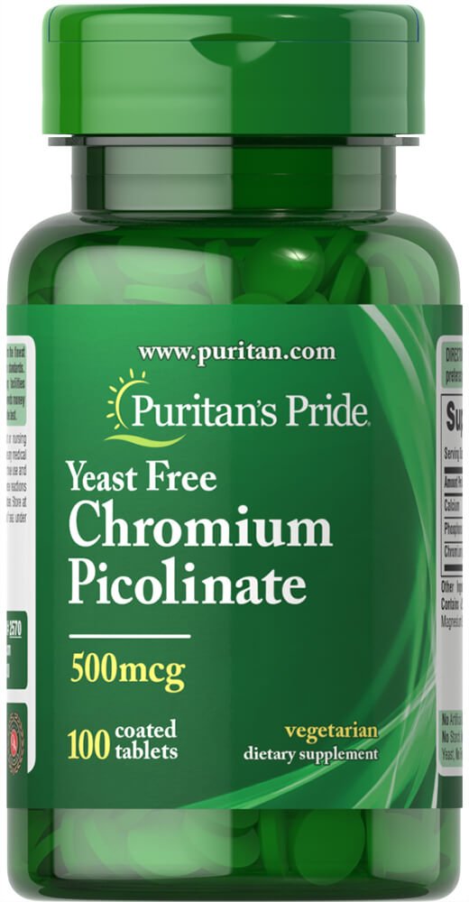 Puritans Pride Chromium Picolinate 500 Mcg Yeast 무료, 100 카운트