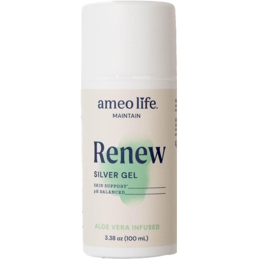 Ameo Life Colloidal Silver Gel for Skin Care with Aloe Vera - 30ppm Wound Care Gel Cuts, Scrapes & Burns - 건강한 피부를위한 Gentle 공식 (3.38 oz)