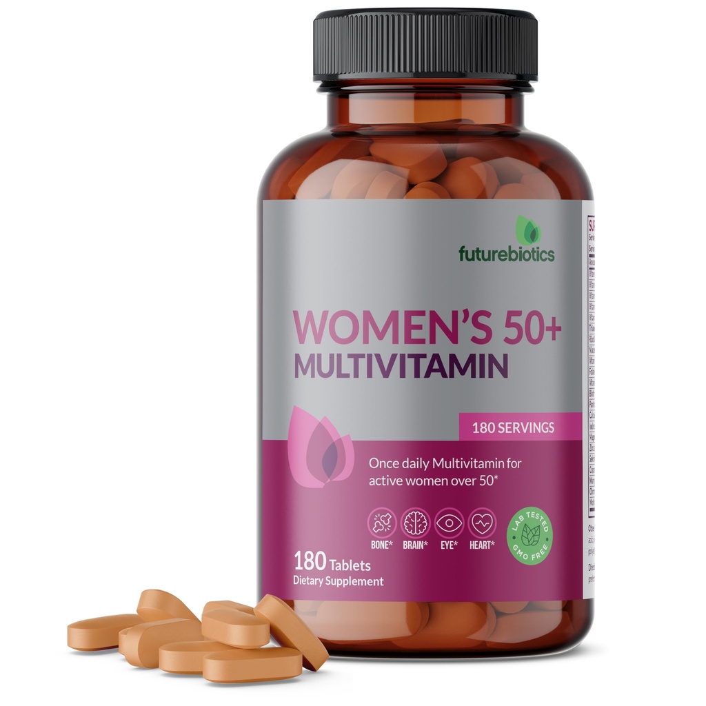 Futurebiotics Women's 50+ Multivitamin 50, Non-GMO, 180 정제 이상 활성 여성을위한 매일 Multivitamin