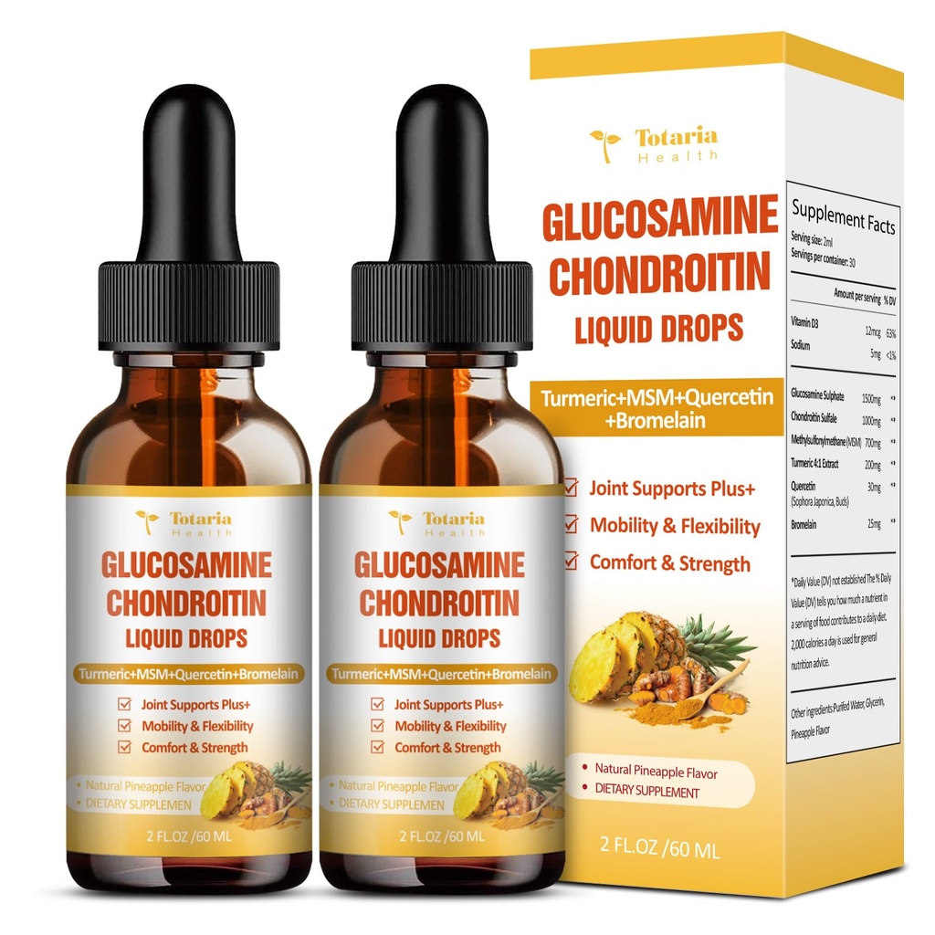 (2 팩) 글루코사민 Chondroitin MSM 지원 합동 건강 - Chondroitin 황산염 보충교재 심황, Quercetin, Bromelain, MSM 뚱 베어
