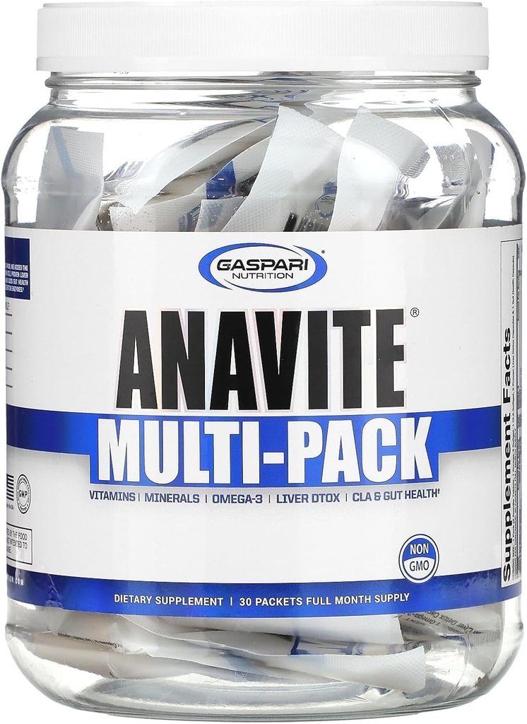 Gaspari Nutrition Anavite, Full Spectrum Multi-Vitamin Packs, Anavite Multivitamins, CLA, Omega 3s, Proven Gut 및 Proven Liver Detox, All in 1 (30 서빙, 5 멀티비타민 팩)