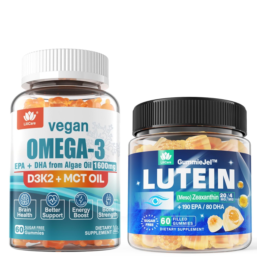 설탕 자유로운 Lutein 20mg 40mg & Vegan Omega3 Gummies 1280mg