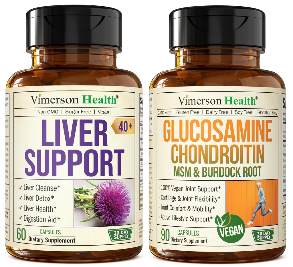 Liver Cleanse Detox & 수선 우유 이틀 보충교재 & Vegan Glucosamine Chondroitin MSM 합동 지원 보충교재