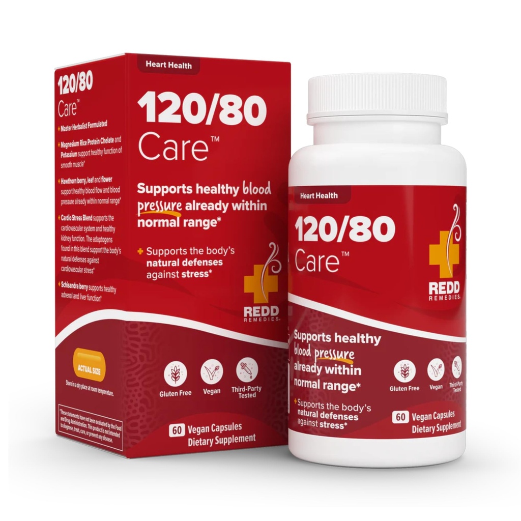Redd Remedies, 120 / 80 관리, 심장 건강 및 천연 혈압 지원, 60 Vegan 캡슐