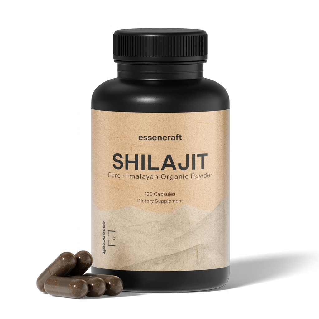유기 Himalayan Shilajit 수지 추출물 - 1000mg 최대 힘, 실험실은 남자를 위한 순수한 Shilajit를 시험했습니다 & 여자, 85+ 추적 무기물 Fulvic 산, 면역력 지원, 에너지, Cognition, 2 달 공급, 120의 캡슐