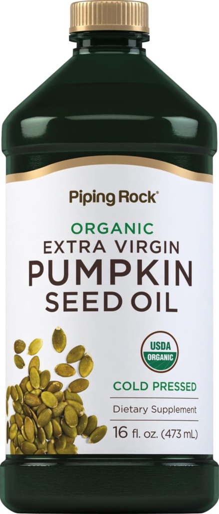 Piping Rock Pumpkin Seed Oil Organic Cold Pressed | 16 Fl Oz | 추가 버진, 비 GMO, 글루텐 무료 보충
