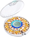 알람, 28 일 전자 잠금 Pill 상자, 음력 및 가벼운 Reminders, 비타민 및 보충제 (오렌지)에 Elderly에 대한 Daviky 자동 알약 분배기