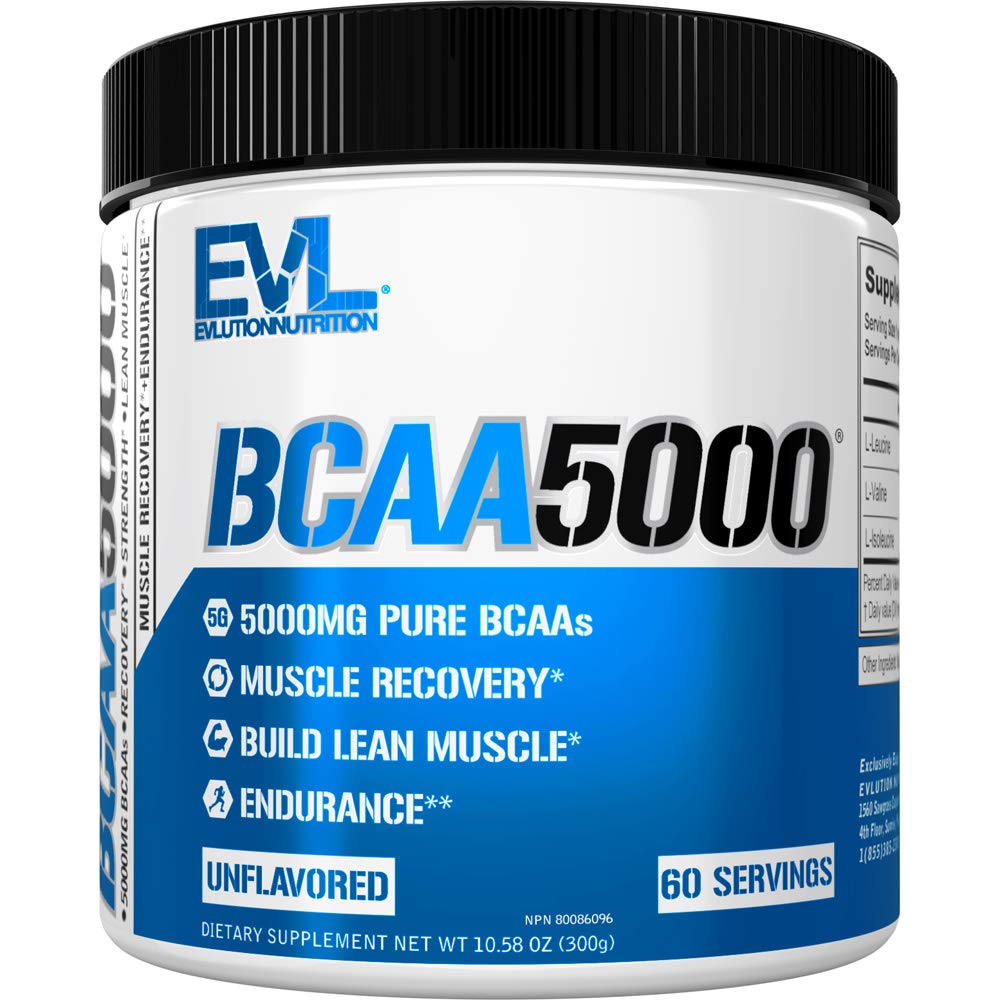 Evlution EVL BCAAs 아미노산 분말 - BCAA 분말 포스트 운동 회복 음료 및 자극 자유로운 전 운동 에너지 음료 분말 - 남자를 위한 5g 분지된 사슬 아미노산 보충교재 - 불쾌한 분말