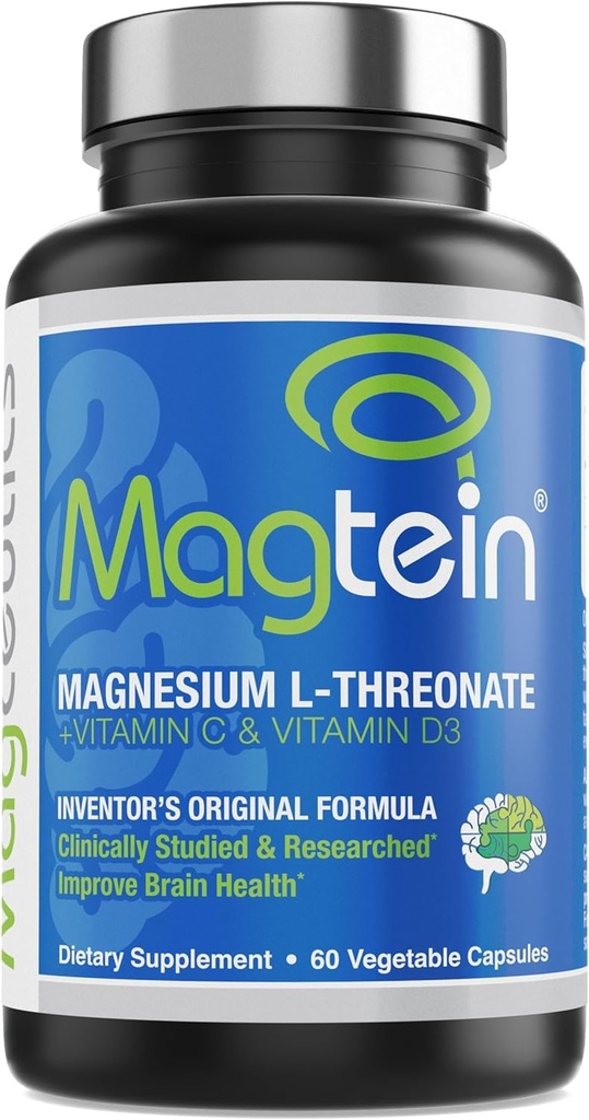 Magtein - 마그네슘 L-Threonate 보충교재, 기억, 초점, 남자 & 여자를 위한 수면 & 뇌 건강 공식, 성인을 위한 Cognitive 지원, 임상적으로 연구하는 - 60의 Veg 캡슐