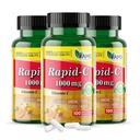 America Medic & Science Rapid-C 1000mg 비타민 C 보충 (3 팩 100 정제) 에너지 부스터, 매일 면역 체계 지원, 산화 방지제 | Vegan, Non-GMO는 성인 남자 & 여자를 위한 아스코르브산을 입혔습니다