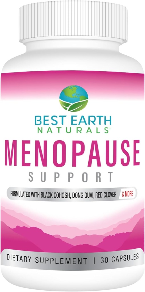 최고의 지구 Naturals Menopause 지원 핫 플래시, 무드 스윙, 나이트 스웨터, 건강한 호르몬 레벨 및 더. Black Cohosh, Chasteberry 및 더 많은 정보