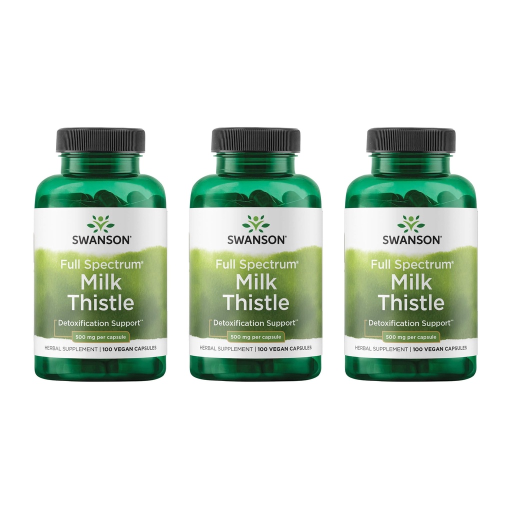 Swanson Milk Thistle - 초본 간호 지원 보충 - 전반적인 건강 및 웰빙을 유지하기 위해 자연적인 공식 - (100 캡슐, 500mg 각각) 3 팩