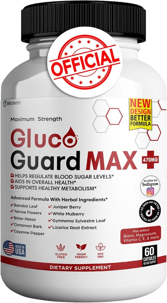 Gluco 가드 맥스 매일 웰빙 지원 비타민, 미네랄 및 허브와 보충 – 크롬, 마그네슘, 바나바, 버터 멜론, 아연 – 비 GMO, 글루텐 - 무료 60 캡슐