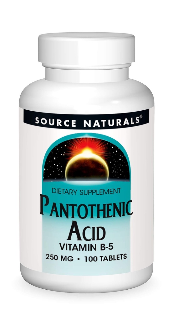 Source Naturals Pantothenic Acid 250 mg 비타민 B-5 다이어트 보충 - 100 정제