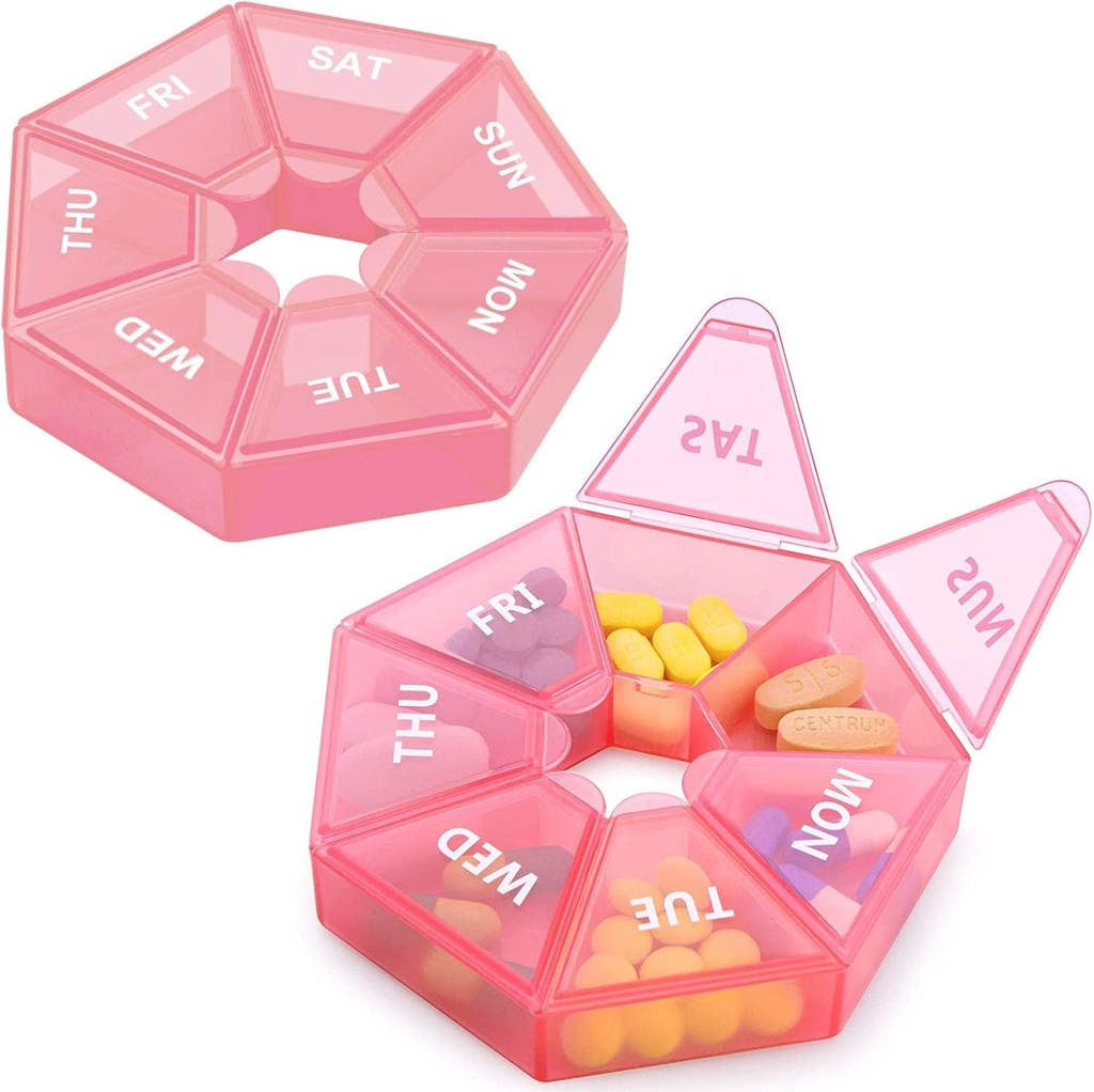 2PCS 주간 알약 조직 큰 7 일 알약 상자 조직자 비타민 물고기 기름 알약을 위한 매일 약 상자는 관절염 친절한을 보충합니다