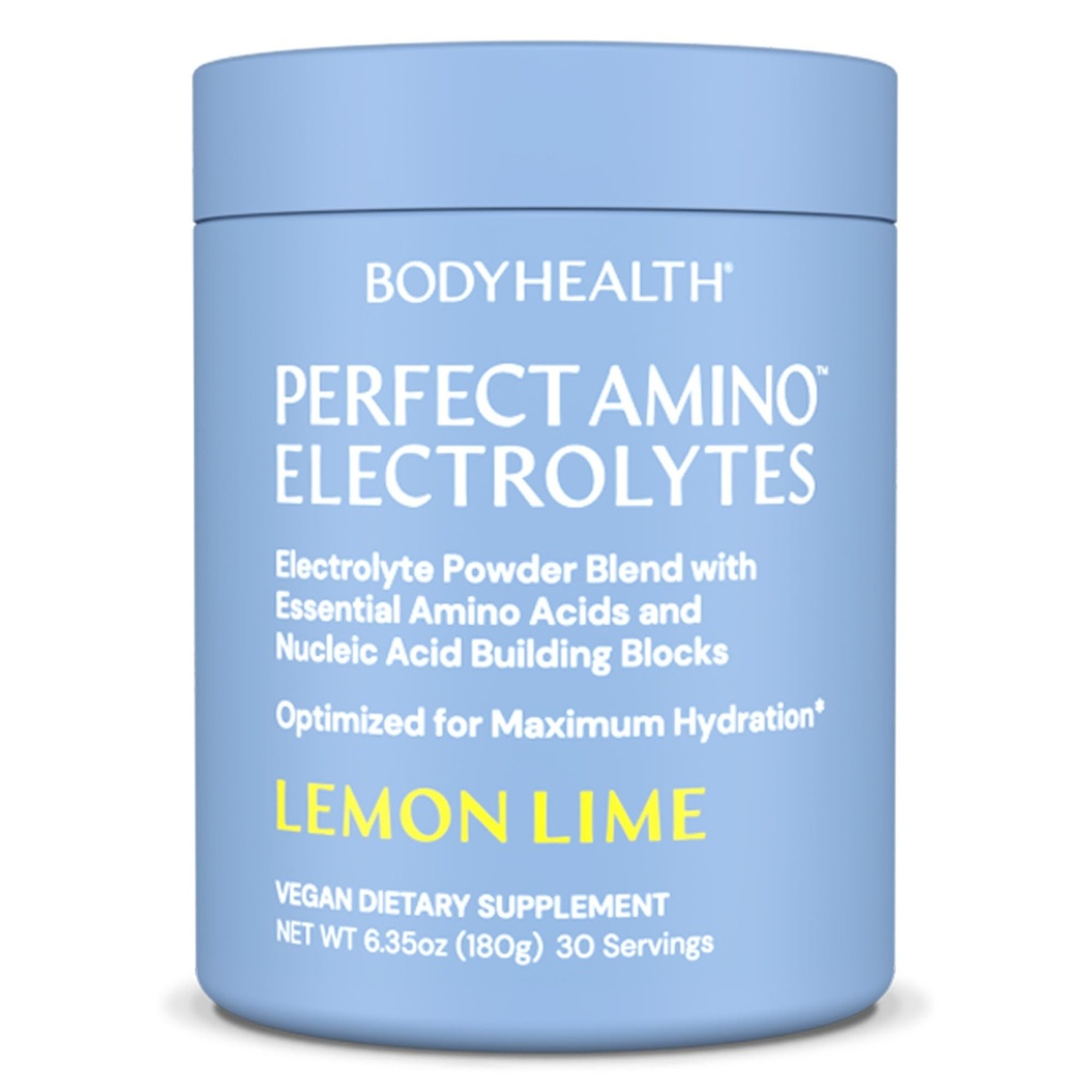 BodyHealth PerfectAmino Electrolyte Powder No Sugar, Hydration Fasting Keto Zero Sugar Electrolytes 음료 혼합 - 레몬 라임 - 30 서빙