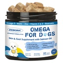 Salmon Oil, Dogs Skin 및 Coat Supplement, Dog Allergy Relief, Hot Spot Treatment, Anti Shedding, Hip & Joint Support with EPA & DHA, Biotin, 비타민 E와 함께 개를위한 오메가 3