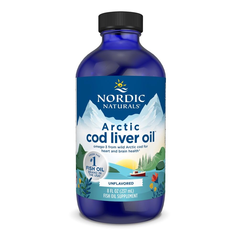 북유럽 자연 Arctic Cod Liver Oil, Unflavored - 8개 oz - 1060 mg EPA & DHA를 가진 총 Omega-3s - 심장 & 뇌 건강, 건강한 면역력, 전반적인 웰빙 - Non-GMO - 48의 서빙