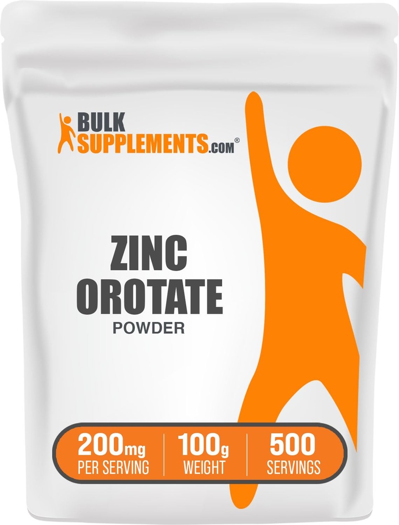 BulkSupplements.com 아연 Orotate 분말 - 아연 광물 보충, 면역 지원 - 글루텐 무료, 서빙 당 200mg, 100g (3.5 oz) (팩 1)