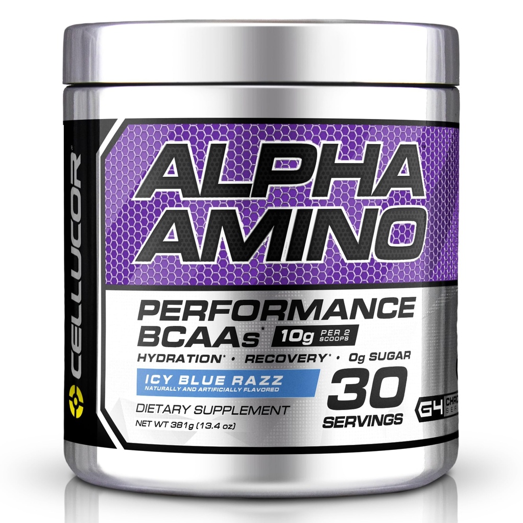 Cellucor 알파 아미노 EAA & BCAA 분말 | 분기된 사슬 필수 아미노산 + 전해질 | ICY Blue Razz | 30 인분