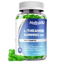 L-Theanine Gummies, Ashwagandha, GABA, 5HTP, L-Theanine Chewable 보충교재를 가진 l'theanine 400mg, Zzz & 초점 지원, 채식주의자, 레몬 풍미, 60 조사