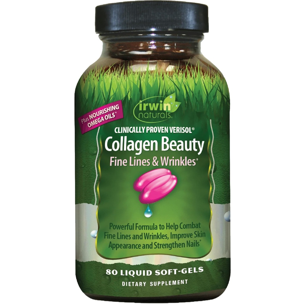 Irwin Naturals Collagen Beauty - 80 Liquid Softgels - 피부 외관 및 강점 손톱 개선 - 13 총 서빙