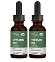 USDA 유기 비타민 B12 2000mcg 잠수함 액체 보충교재 (2 팩) - 자연적인 에너지를 위한 Vegan Methylcobalamin 하락은, Metabolism를 유지하고, 면역 체계 지원 - 1개 Fl Oz