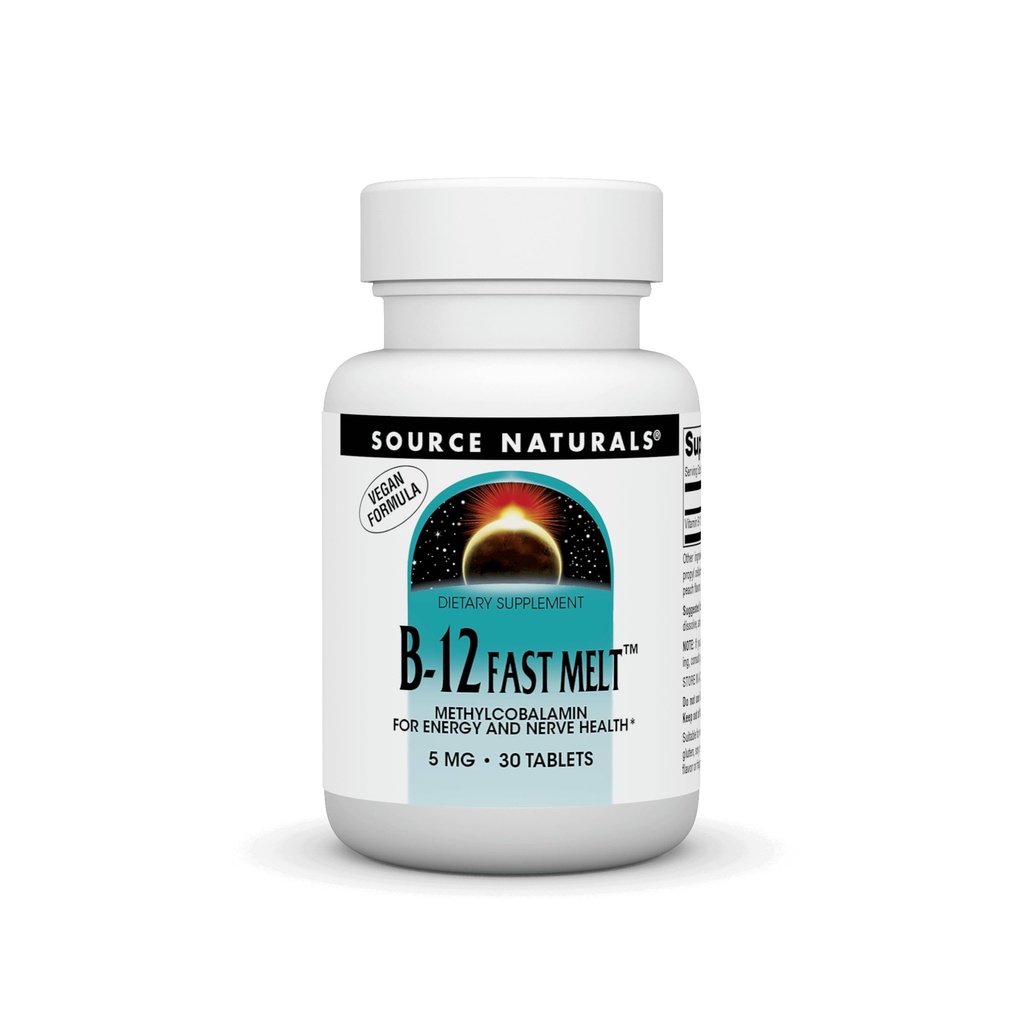 근원 Naturals 비타민 B-12의 지원 에너지 생산* 5 mg - 30 빠른 용해 Vegan 공식